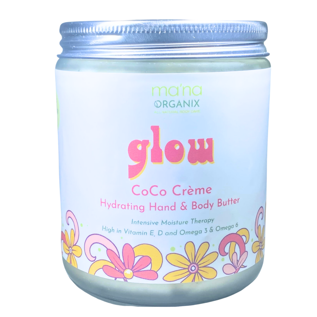 glow Coco Créme Hydrating Hand & Body Butter with Hempseed Oil - Intensive Moisture Therapy for All Skin Types (8 oz / 227 g)