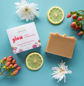 glow Facial Cleansing Bar w/ Rhassoul Clay and Hempseed Oil  | Gentle Daily Cleanser for All Skin Types and Combination Skin | Zero-Waste, Vegan, and Cruelty Free