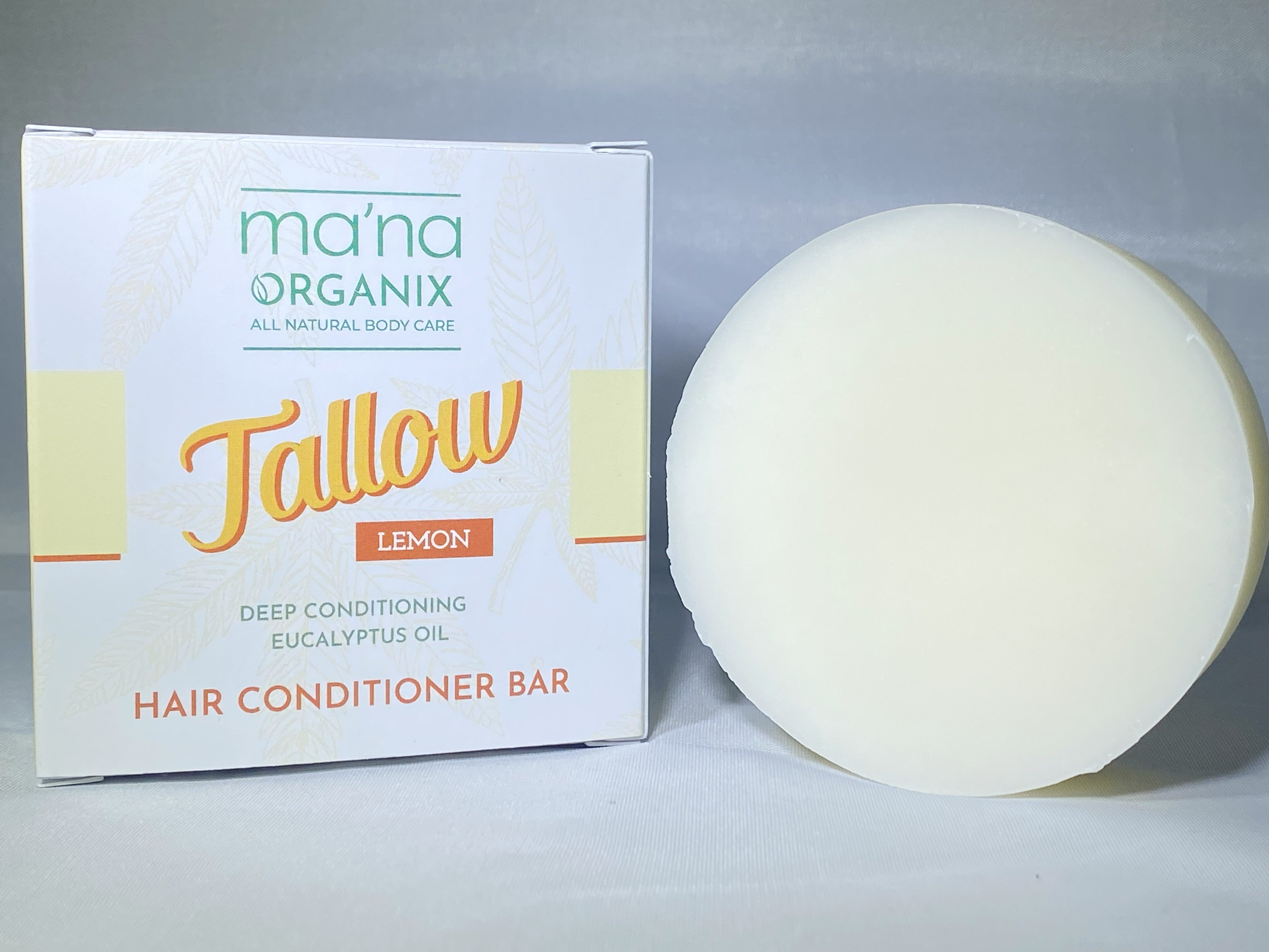 Tallow Lemon Deep Conditioning Hair Conditioner Bar with Eucalyptus Oil