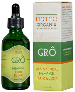 All Natural GRO Hemp Oil Hair Elixir with Vegan and Cruelty-Free Ingredients Only (2 oz. Bottle)