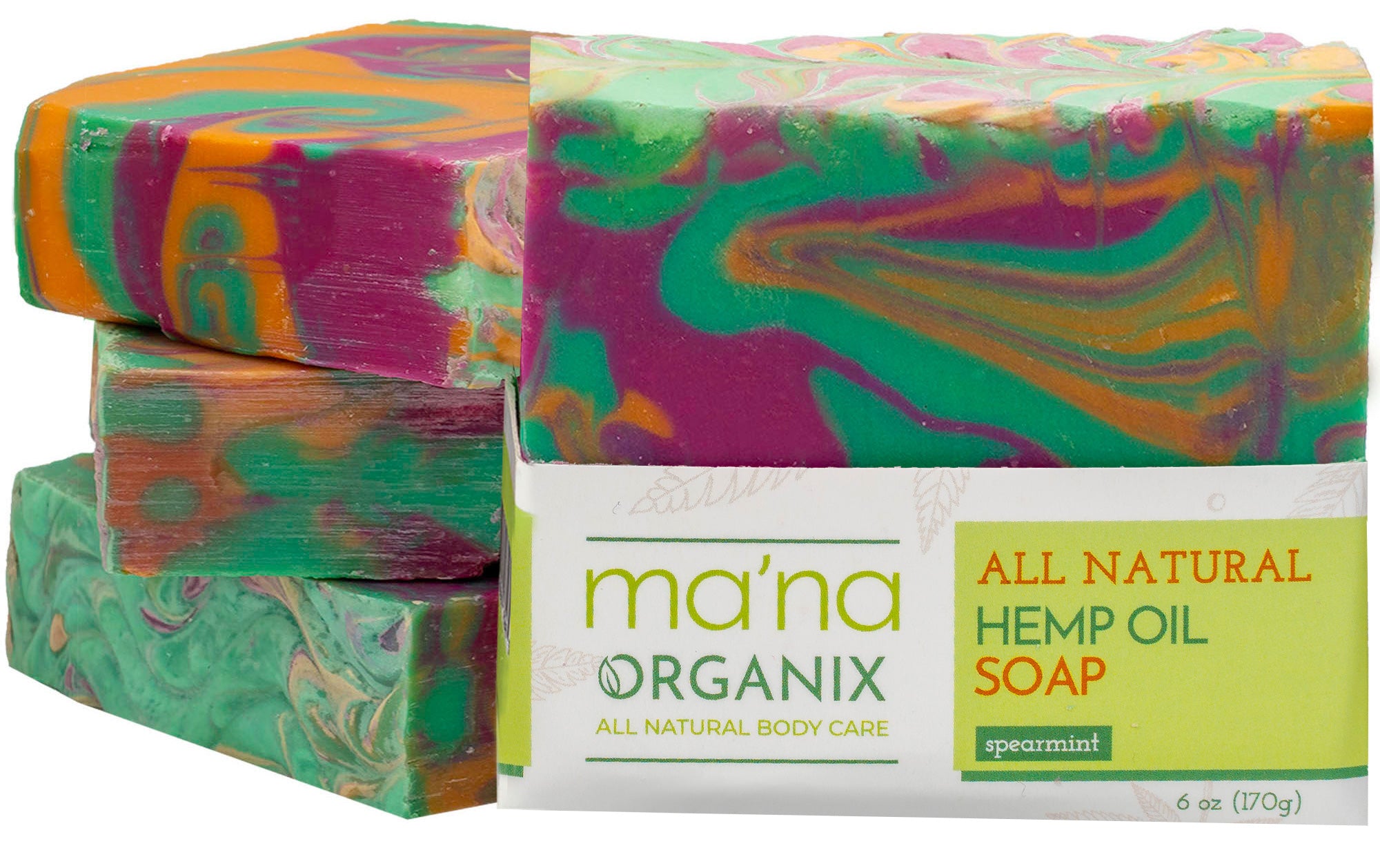 All Natural Hemp Oil & Spearmint Soap Bar with Ecofriendly and Biodegradable Packaging (6 oz.)