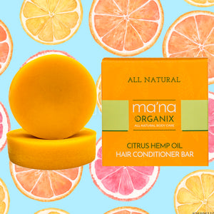 Ma'na Organix All Natural Citrus Hemp Oil Hair Conditioner Bar with Ecofriendly and Biodegradable Packaging (3 oz.)