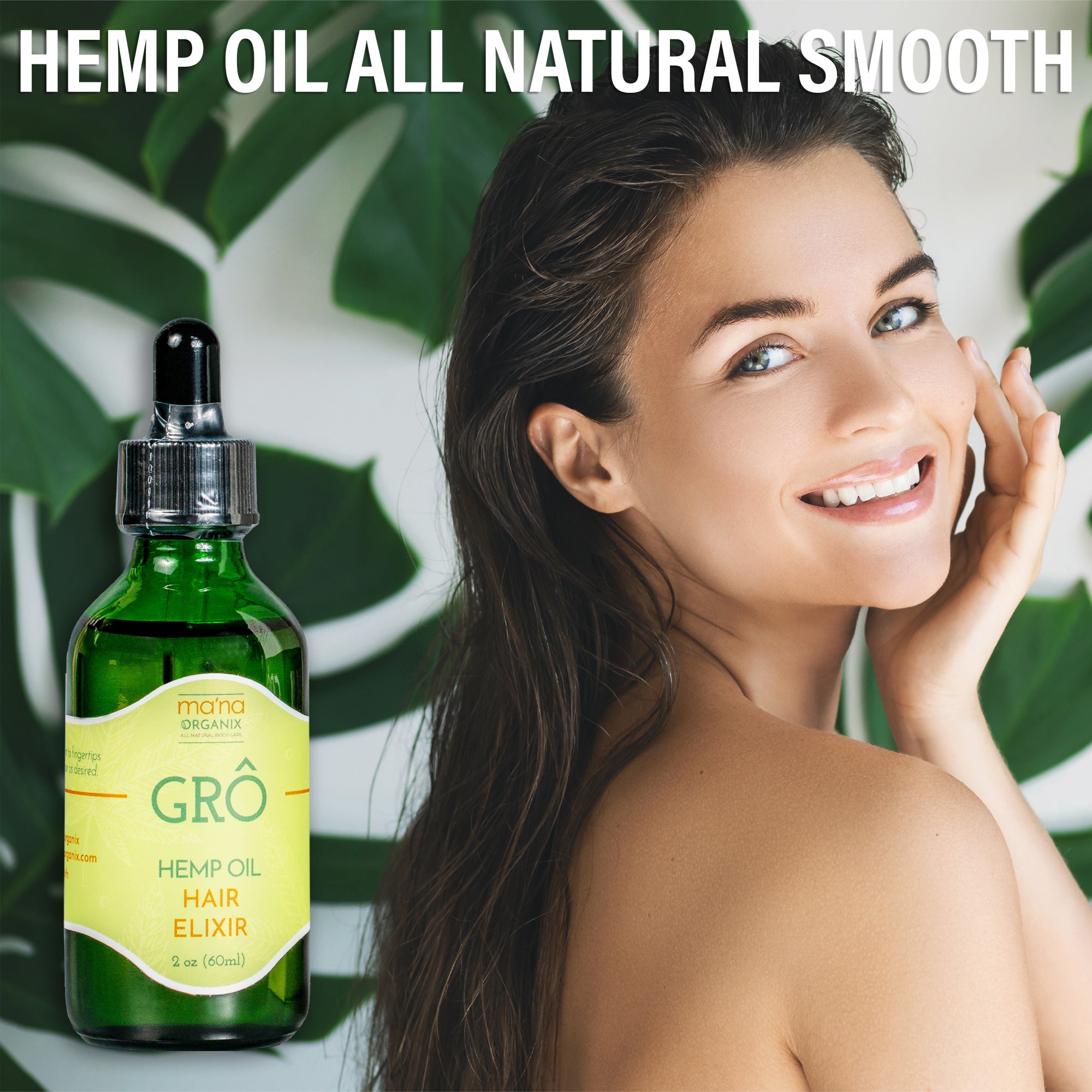 All Natural GRO Hemp Oil Hair Elixir with Vegan and Cruelty-Free Ingredients Only (2 oz. Bottle)